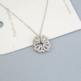Lucky Four-Leaf Clover Necklace / Heart Pendant Necklace
